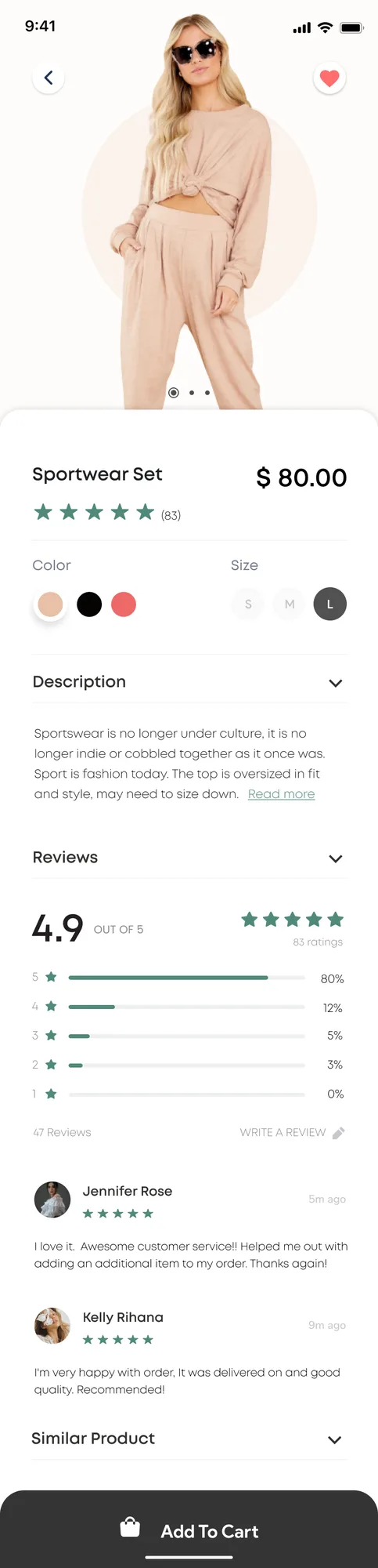 FluxStore Flutter mobile product detail screen