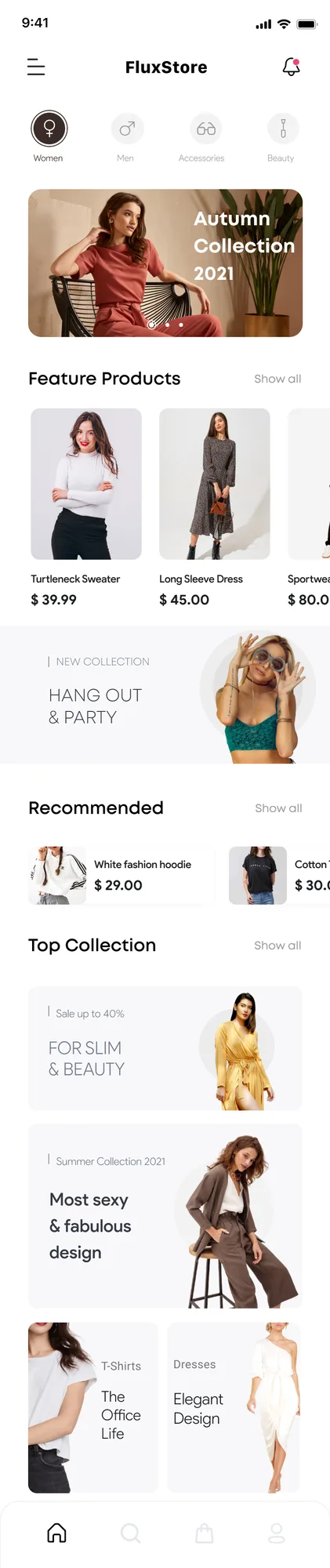 FluxStore Flutter e-commerce mobile app home screen