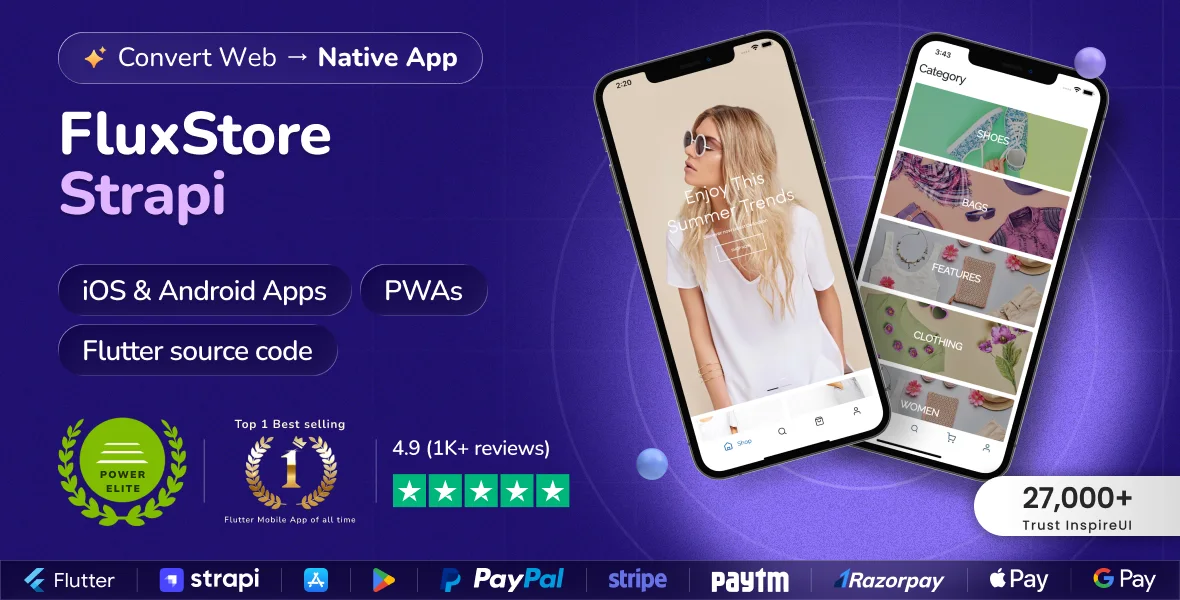 Fluxstore Strapi - Fastest Flutter App + Headless CMS Strapi