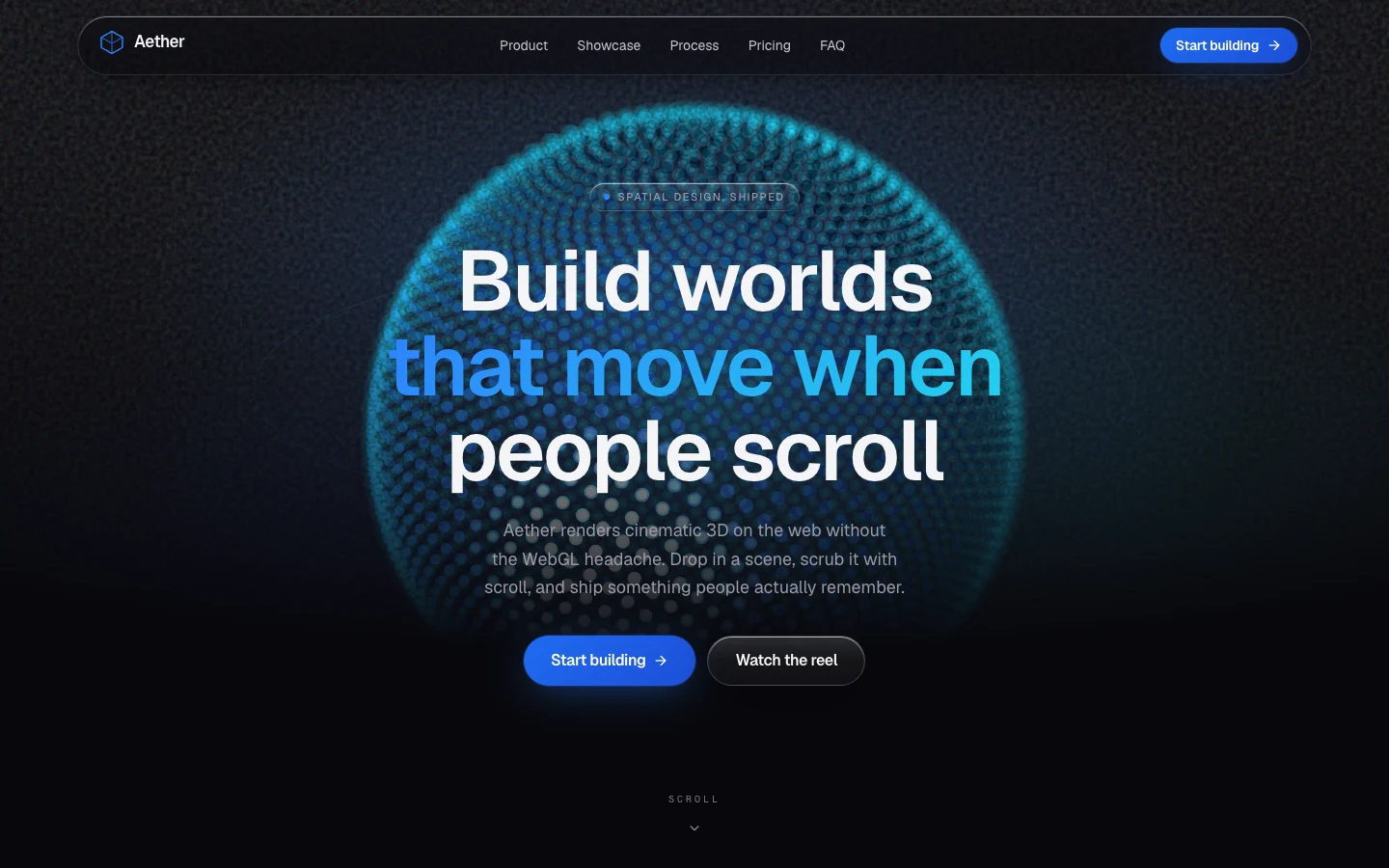 Aether - Premium 3D Landing Page Source Code - Immersive landing page