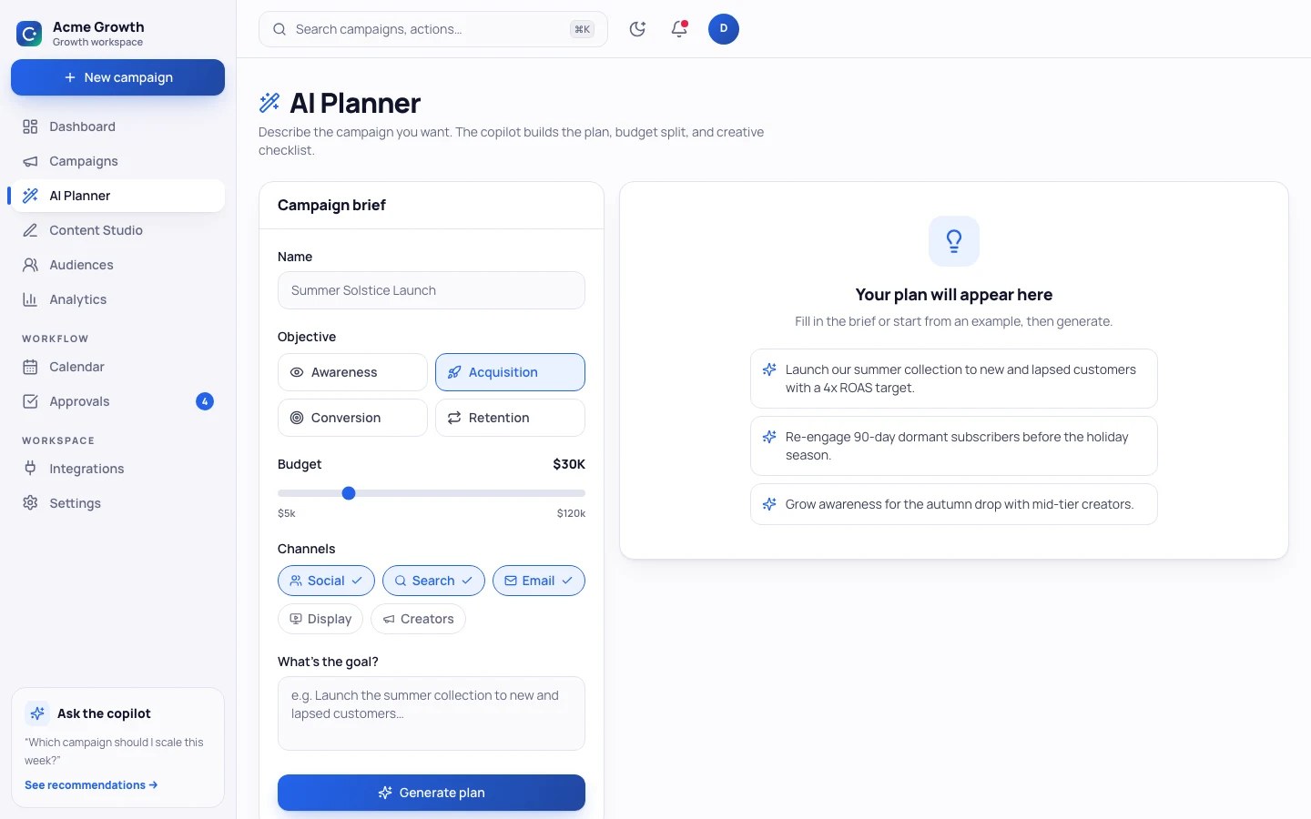 CampaignIQ - AI Marketing Campaign UI Source Code - AI campaign planner