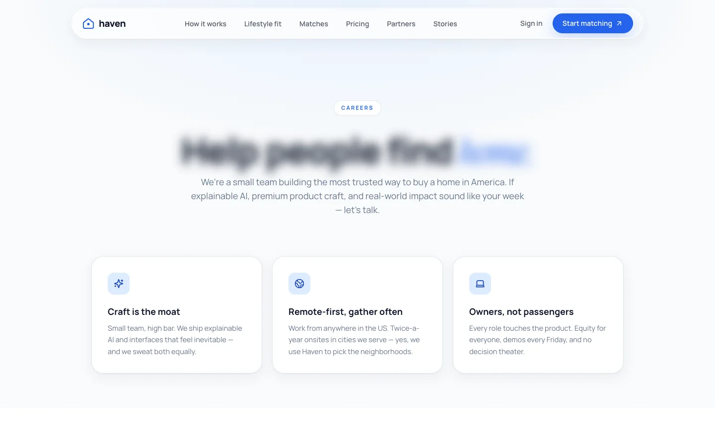 Haven - AI Home Matchmaking UI Source Code - Careers
