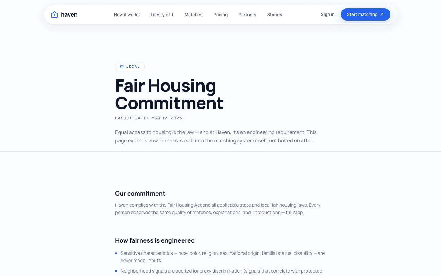 Haven - AI Home Matchmaking UI Source Code - Fair Housing