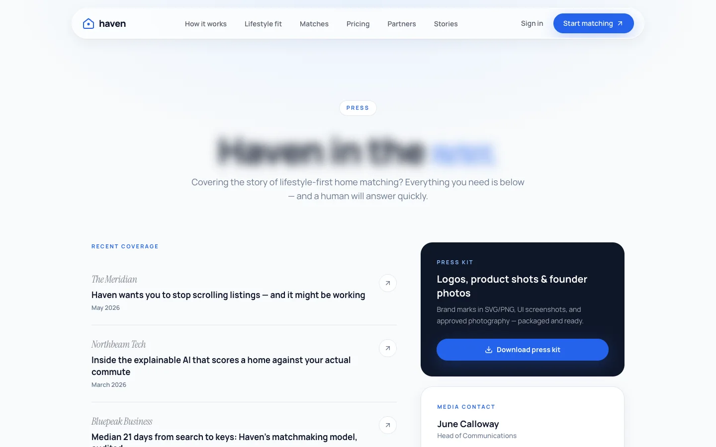 Haven - AI Home Matchmaking UI Source Code - Press