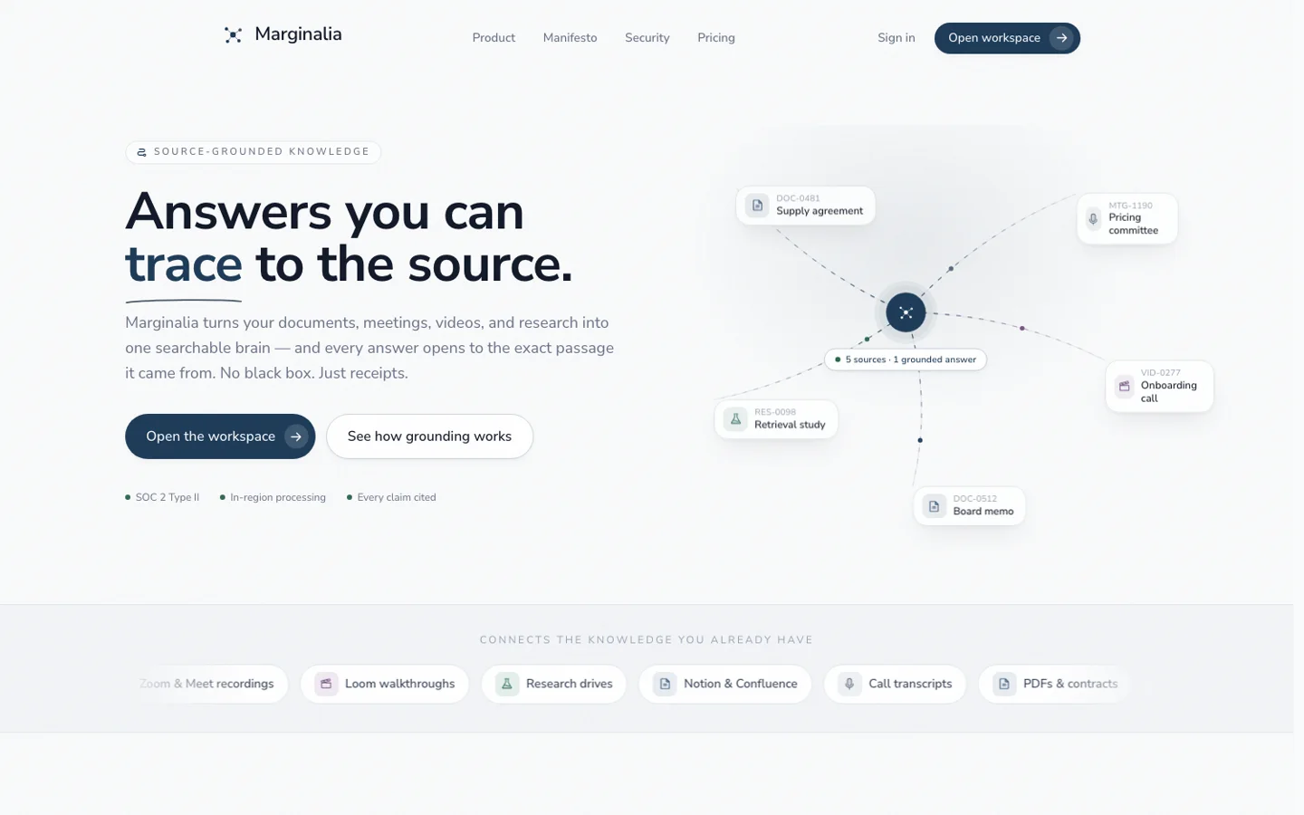 Marginalia - AI Knowledge Workspace Source Code - Marketing homepage