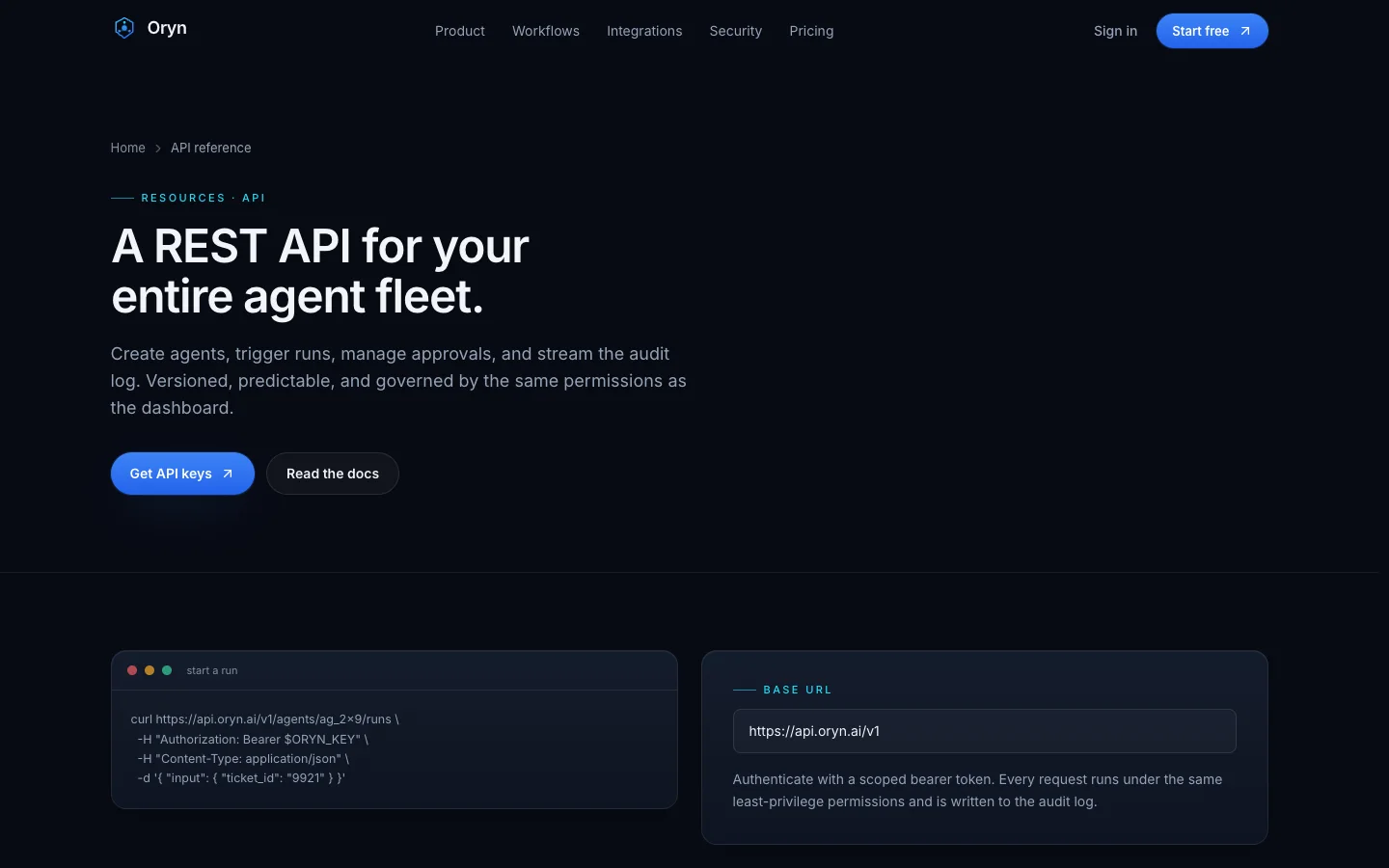 Oryn - AI Agent SaaS UI Source Code - Api