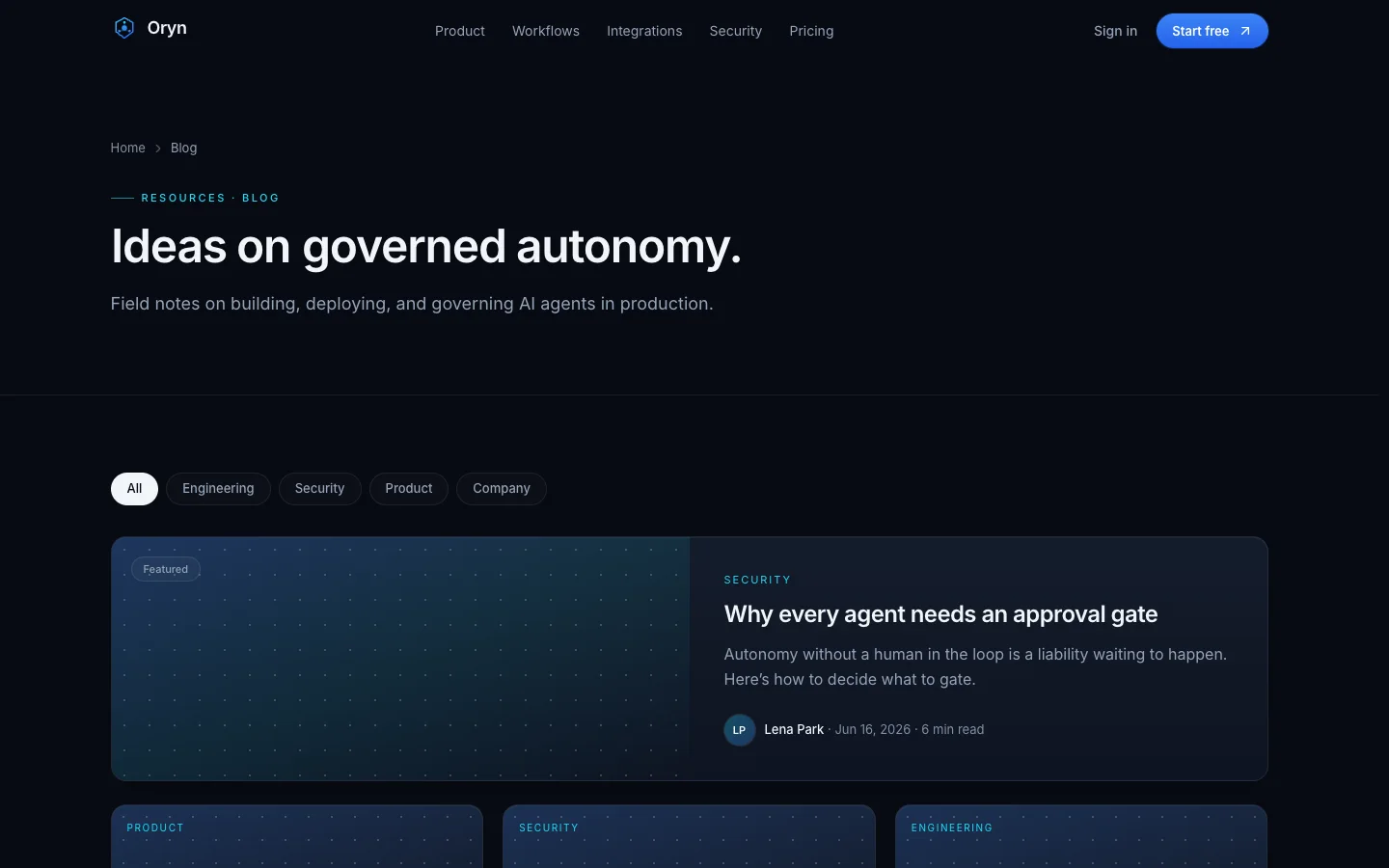 Oryn - AI Agent SaaS UI Source Code - Blog