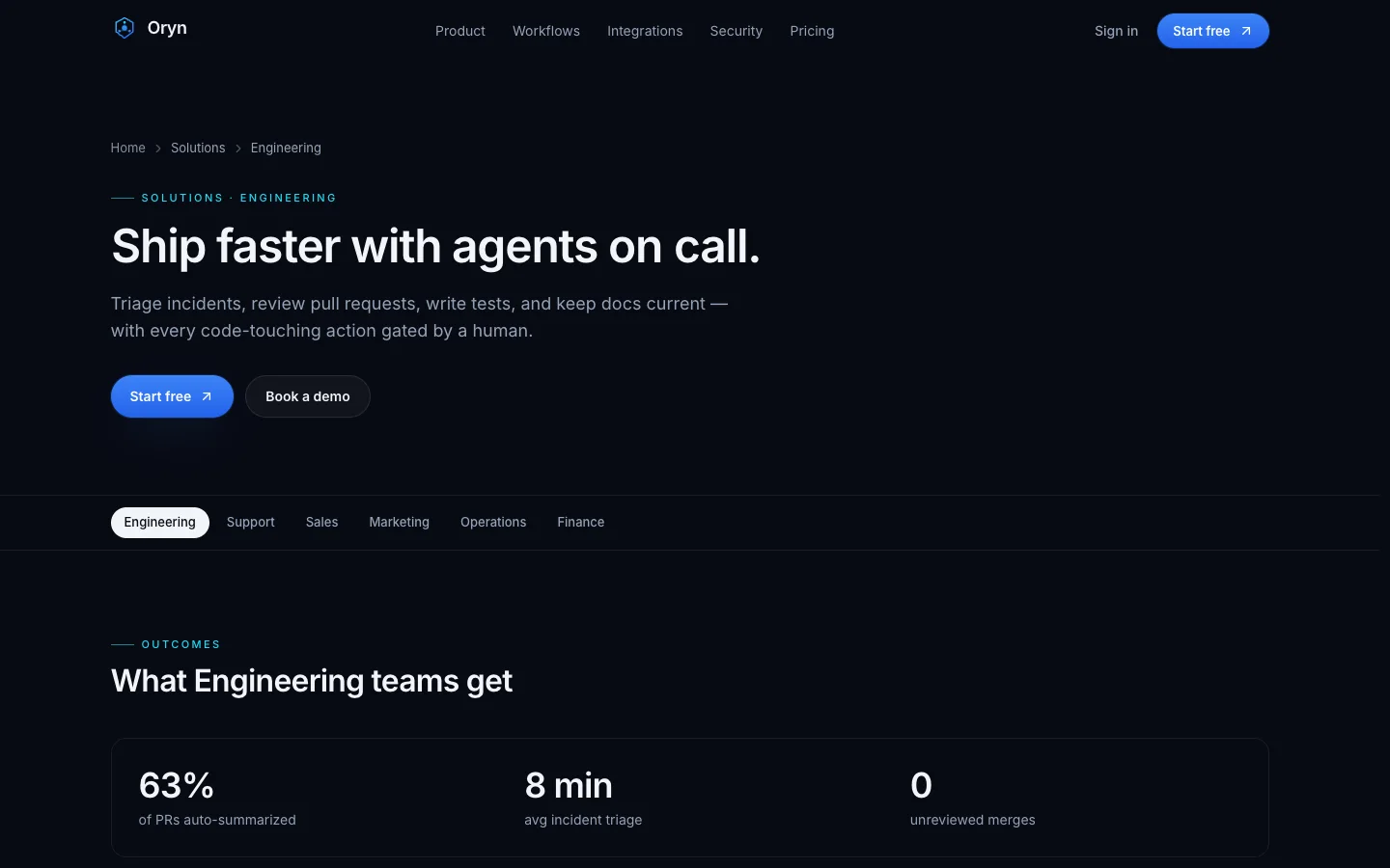 Oryn - AI Agent SaaS UI Source Code - Solutions - Engineering