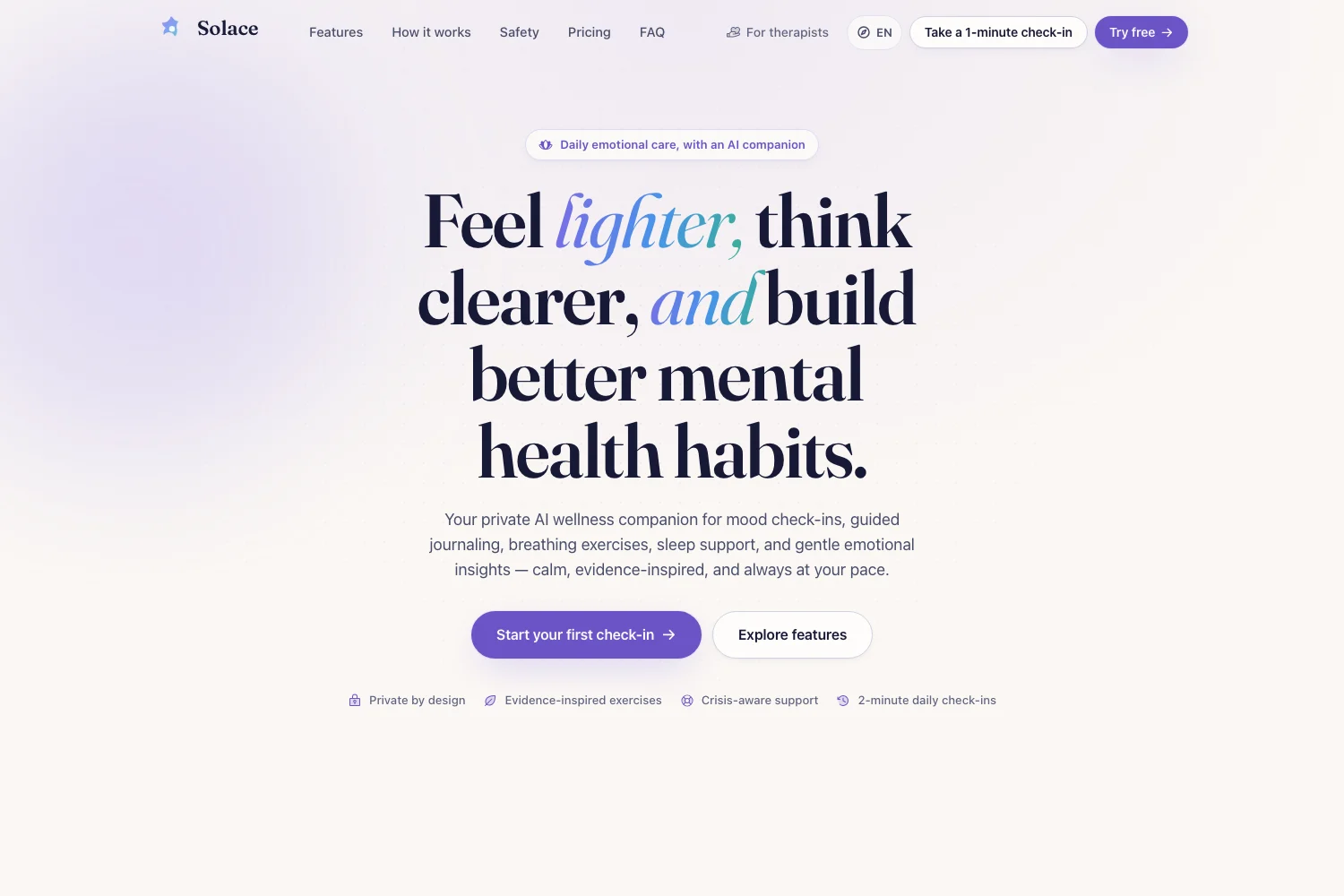 Solace - AI Wellness Companion UI Source Code